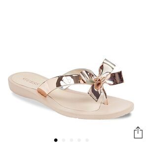 Guess Tutu 9 Rose Gold Metallic Bow Flip Flops - Size 5.5